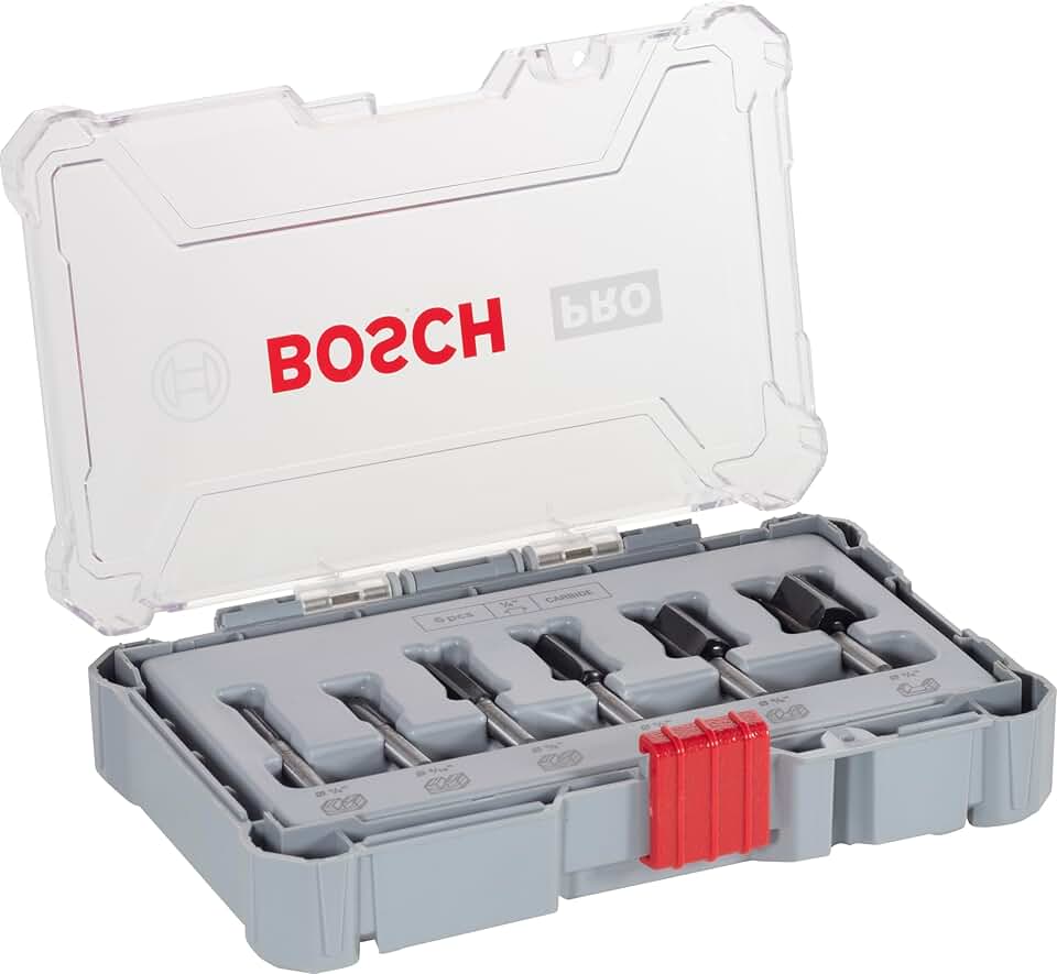 Bosch Jogo de fresas retas Standard encaixe de 1/4" 6 peças