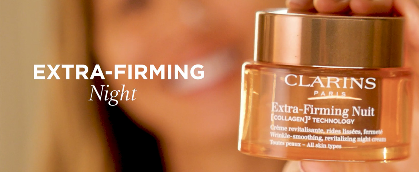Clarins NEW Extra-Firming Night Moisturizer | Firming and Renewing Anti Aging Night Cream | Contains Collagen Polypeptide, Avocado Peptides & Niacinamide | Refillable | All Skin Types | 1.7 Ounces