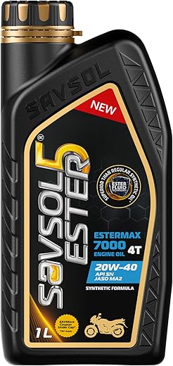 SAVSOL ESTER5 ESTERMAX 7000 4T 20W-40 | Synthetic Bike Engine Oil (1L) | With Advanced Ester Fluid Technology| Smooth Cruising Experience |4X Heat...