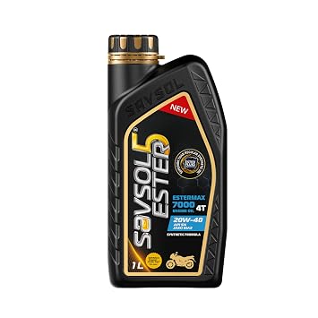SAVSOL ESTER5 ESTERMAX 7000 4T 20W-40 | Synthetic Bike Engine Oil (1L) | With Advanced Ester Fluid Technology| Smooth Cruising Experience |4X Heat Protection