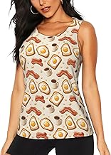 Athletic Tank Top for Women - Cartoon Breakfast Print Sleeveless Quick Dry Yoga Running Gym Tennis Tops