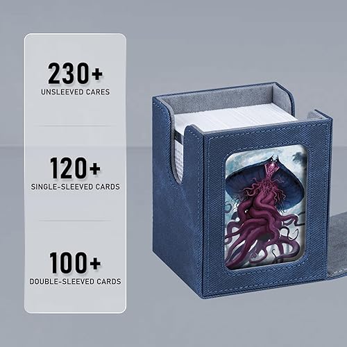 Miniatura 2 de Infinity Guard Caja de cartas para MTG, Magic Commander Deck Box se adapta a más de 200 tarjetas sin fundas para TCG CCG Trading Cards (Denim)