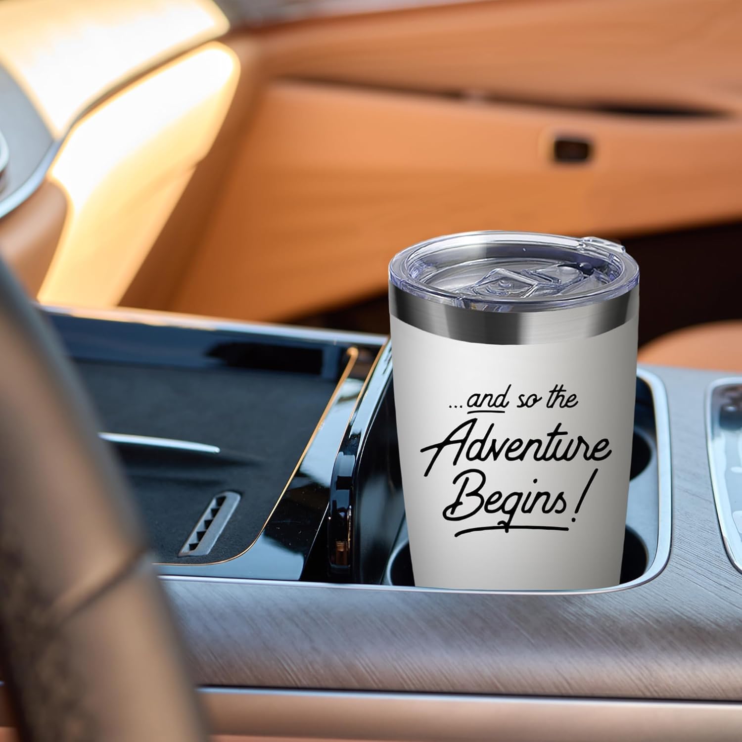And So The Adventure Begins Tumbler, 20oz Inspirational Stainless Steel Insulated Travel Mug with Lid, Double Wall Coffee Cup, Congratulations Gift for Graduation, New Job, Farewell, Women, Coworkers - Image 7