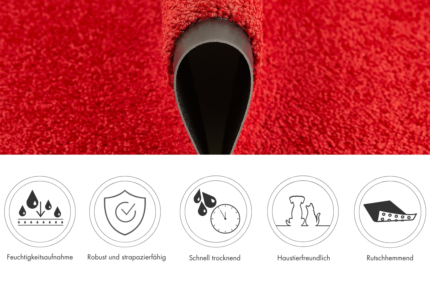andiamo Fußmatte Verdi - Schmutzfangmatte für den Hauseingang - ideal als Fußmatte innen oder als Fußabtreter im überdachten Außenbereich - Fußabstreifer für Haustür 90 x 150 cm Rot 2
