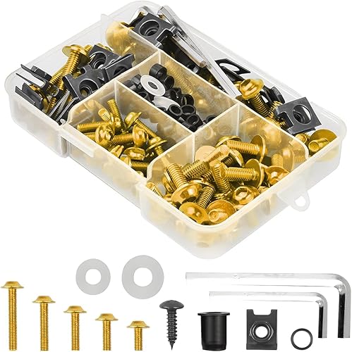 Kit de pernos de carenado de motocicleta, 177 tornillos para parabrisas de motocicleta M5 M6, tornillos de fijación coloridos para carenado, tuercas