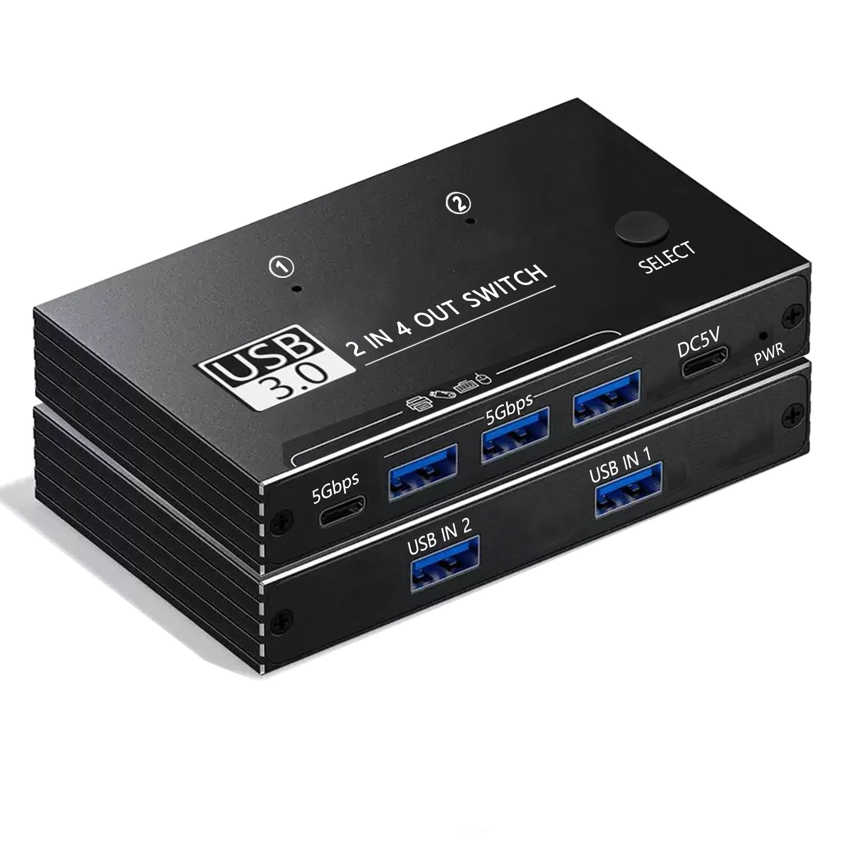 Commutatore USB Switch 3.0 per 2 PC Condividi Tastiera Mouse Stampante Scanner tra 2 Computer Compatibile con Windows Mac Linux Include 3 Cavi