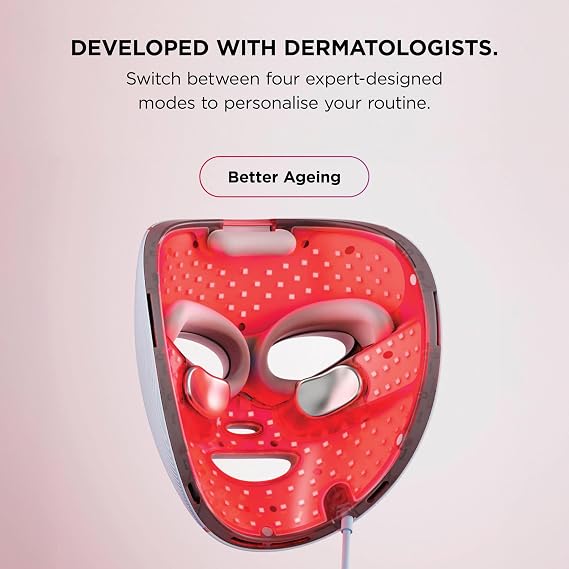Shark CryoGlow LED Face Mask with Under-Eye Cooling, Anti-Ageing & Blemish Repair, Red & Blue LED, Infrared Light Therapy, USB-C, Remote Control, Storage Bag, Adjustable Straps