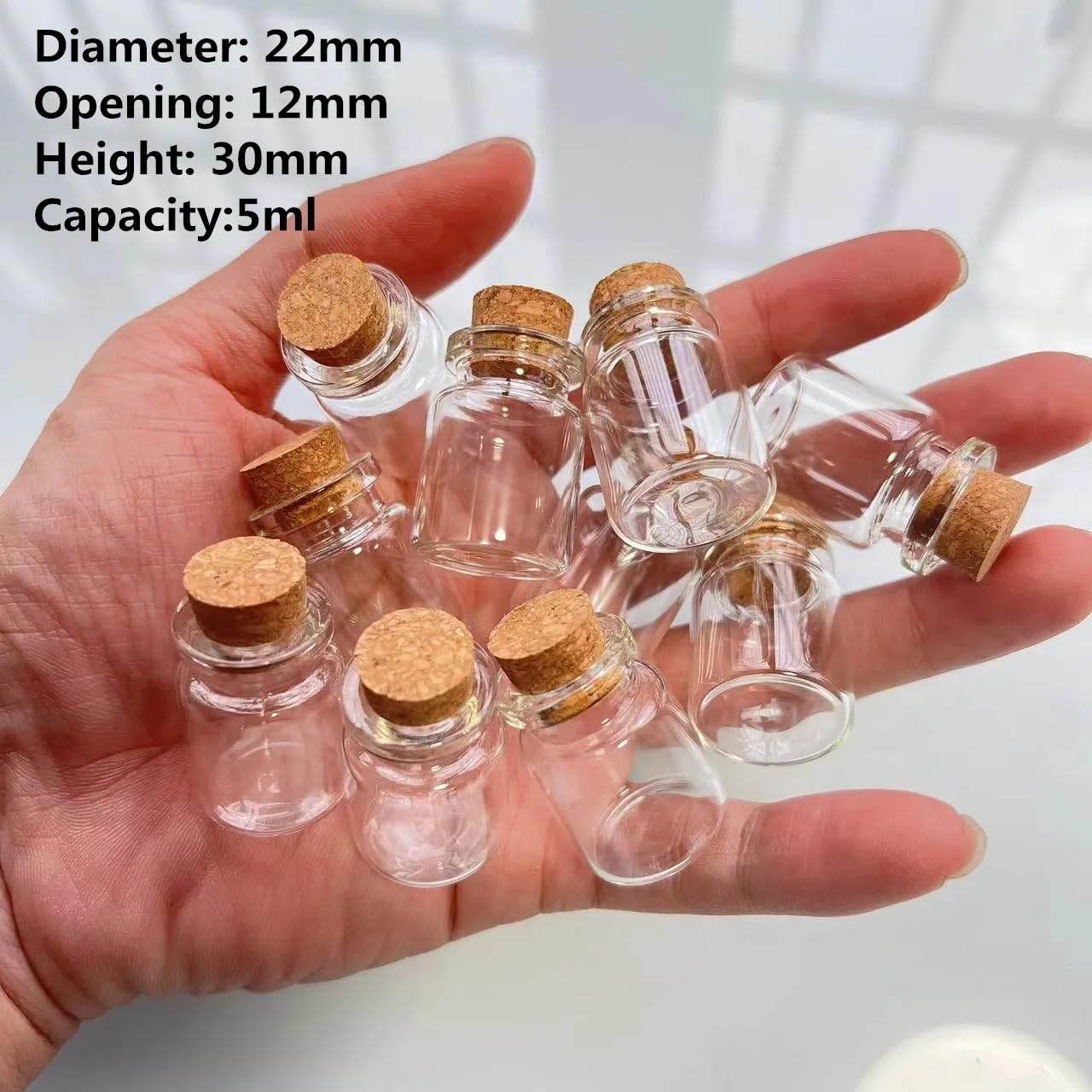 50/105 szt. Małe szklane probówki z wąską szyjką i korkiem - Ekologiczne mini puste butelki do rękodzieła i prezentów(30mm105 pieces)