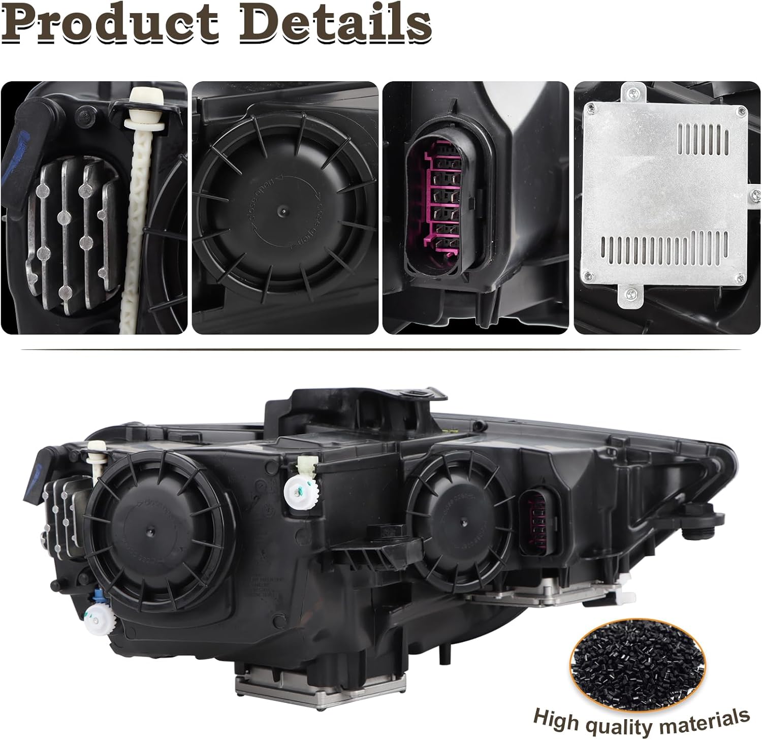 LH HID/Xenon Type Headlight Assembly Fit for 2015 2016 Audi A3 Quattro S3 Non-AFS LED DRL Projector Chrome Headlamp Left Driver Side W/Curve Lighting W/Module AU2502191 8V0941043B