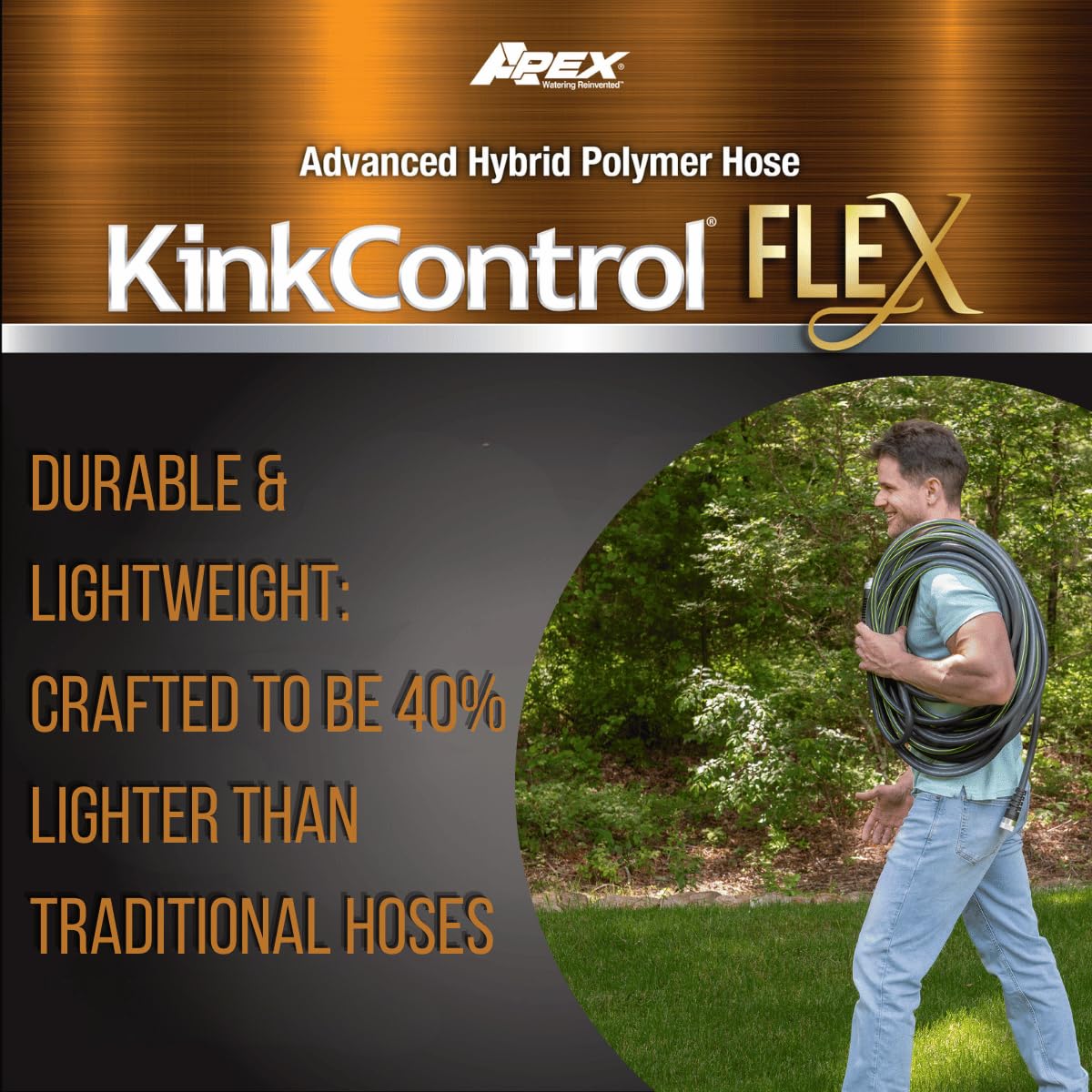Teknor Apex 5102-100 - Manguera de jardín flexible con control de torceduras, color gris