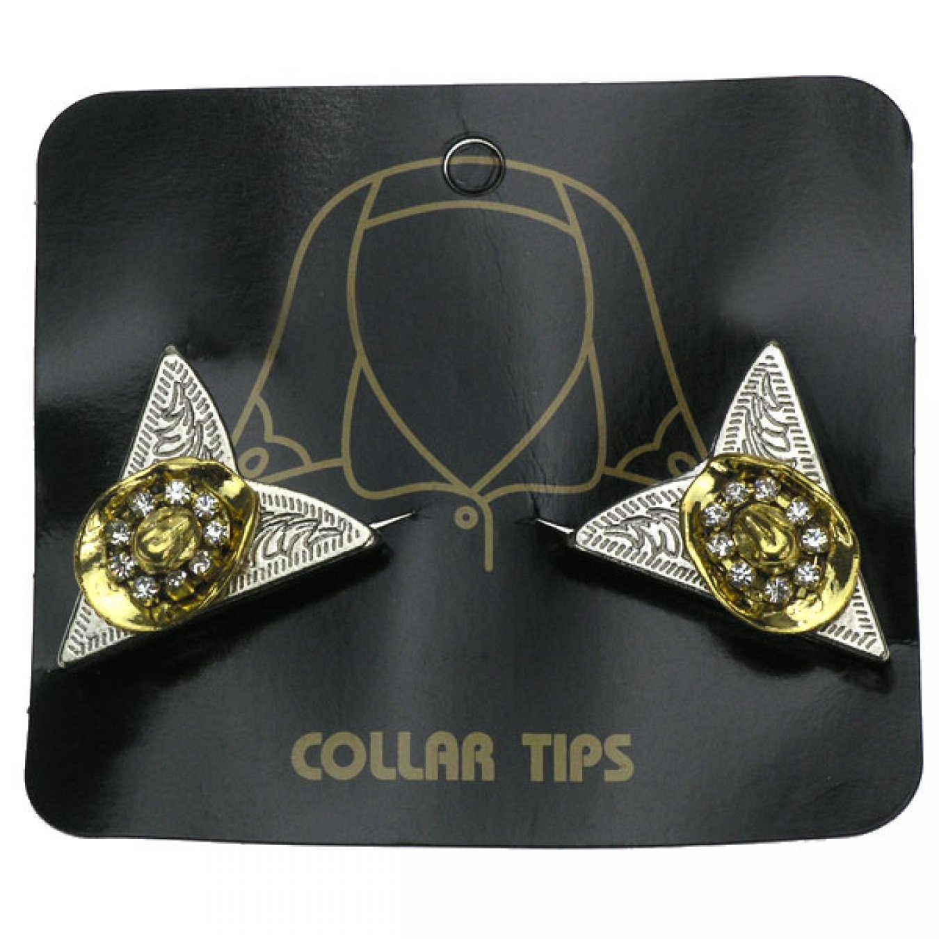 Piratenladen Collar Tips with Cowboy Hat and Rhinestones Collar Corners Western