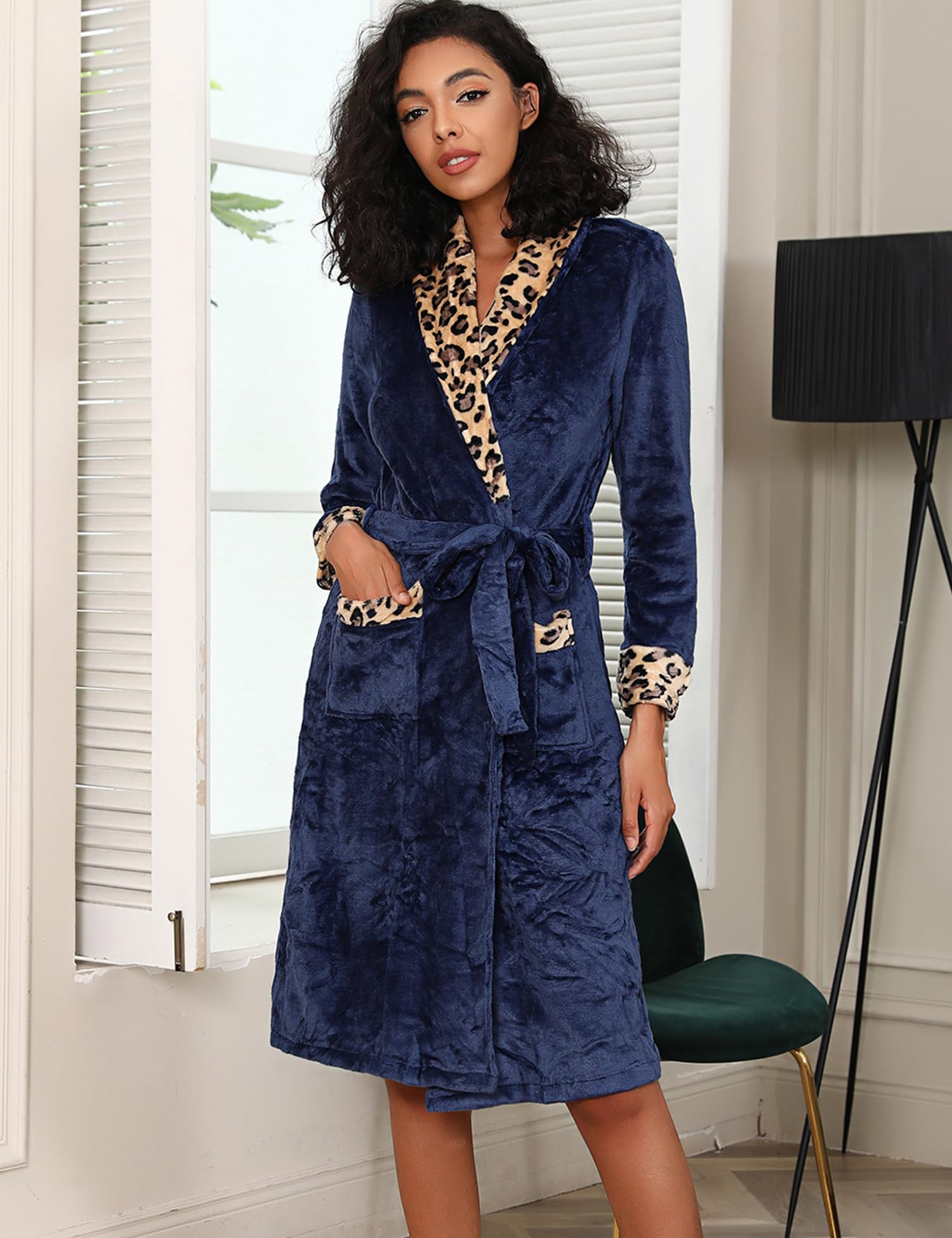 Marvmys Vestaglia Donna Invernale Pile Caldo Elegante Vestaglie Accappatoio Morbidissimo con Cintura e Tasca
