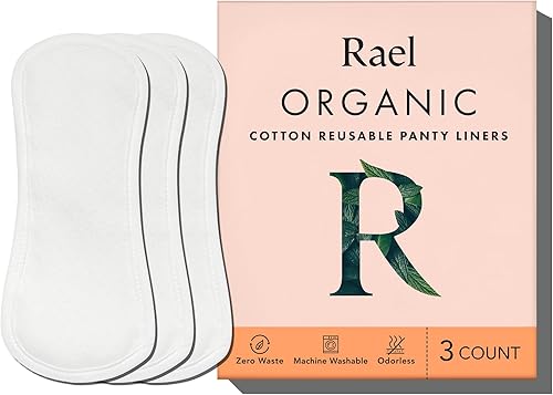 Rael - Funda de algodón orgánico reutilizable, suave y fino, sin fugas, apto para lavadora, piel sensible (3 unidades, blanco)