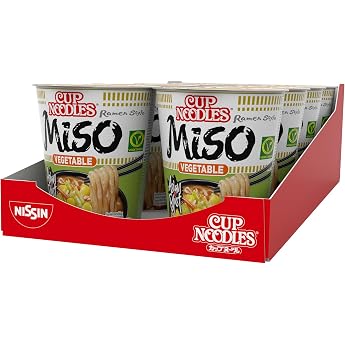 Nissin Cup Noodles Veggie Miso Japanese Style Instant Noodles Pack of 8
