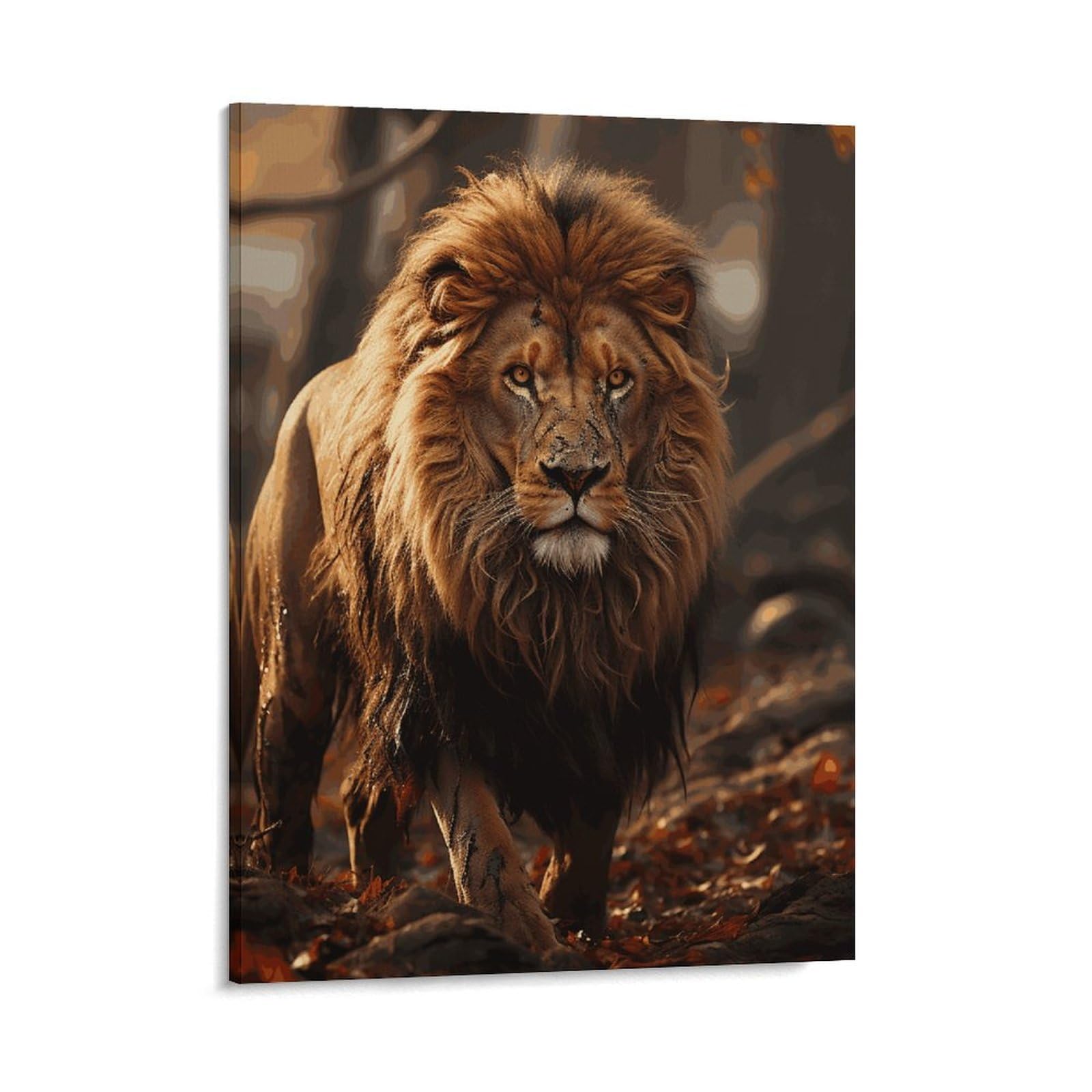 Lion Image Wall Art for Home, Abstract Canvas Framed Painting for Living Room, Portable Poster Print for Wall Decor, Personalized Artwork Picture for Hallway, Bedroom 16x20inch(41x51cm)