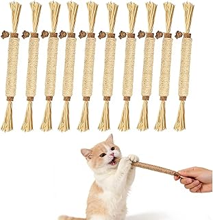 10 Pack Silvervine Sticks Cat Chew Toys - Cats Dental Care Teeth Cleaning, Catnip Toys, Natural Kitten Chew Stick Toy, Sui...