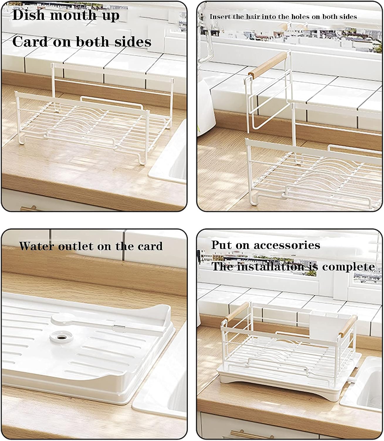 Dish Drying Rack Kitchen Dish Storage Supplies Drying Dish Rack Large Capacity Drain Rack Sink for Dishes and Chopsticks Dish Storage Rack,White,20 * 42 * 30Cm