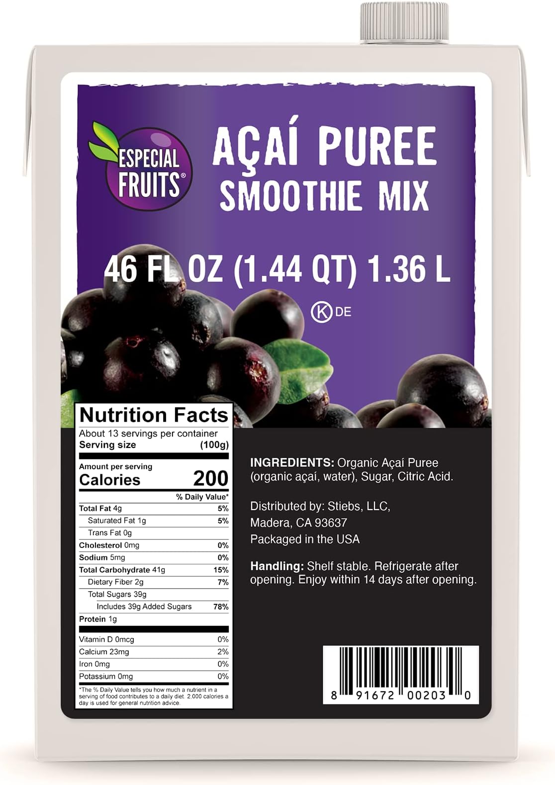 Especial Fruits (旧ゾラ) ブラジリアンスーパーフルーツ アサイベリーピューレ スムージー/ボウルなどに (40オンス, 1)