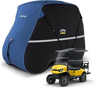 Rosefray Golf Cart Cover 420D Waterproof Innovative 360° Windproof Design, Fits for Club Car, EZgo, Yamaha, and More 2/2+2/4/4+2 Passenger Golf Cart - Black/Gray