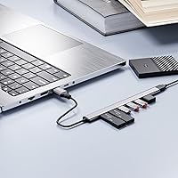 Vista 4 de Concentrador USB 3.0, SNLLMZI Aluminio USB 3.0 7 Puertos Hub Expander, Hub de datos portátil ultra delgado para MacBook, laptop, PC, Mac Pro, Mac