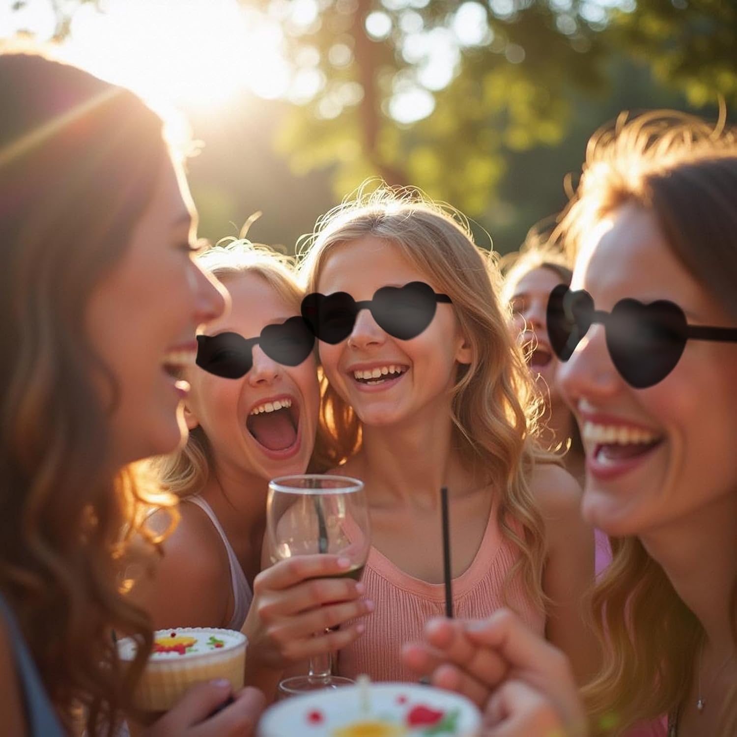 CHRORINE 8/16/ 24 Pairs Heart Shaped Sunglasses Rimless Heart Glasse Transparent Candy Colors for Party Favor - Image 5