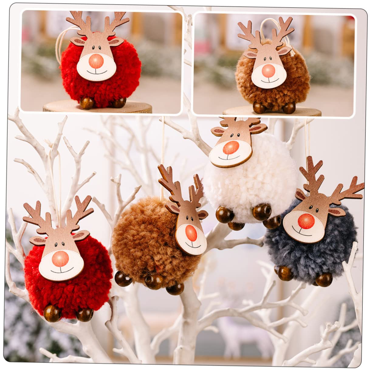 Cabilock 5 Juegos Colgante De Árbol De Navidad Colgantes Navideños Christmas Tree Guirnalda Adornos Decoración Navideña De Alce De Fieltro De Madera Decoración Colgante De Alce 4 Uds * 5