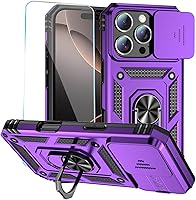Vista 14 de Funda para teléfono SunStory para iPhone 11 con protector de pantalla HD y cubierta deslizante para la cámara y soporte giratorio con anillo