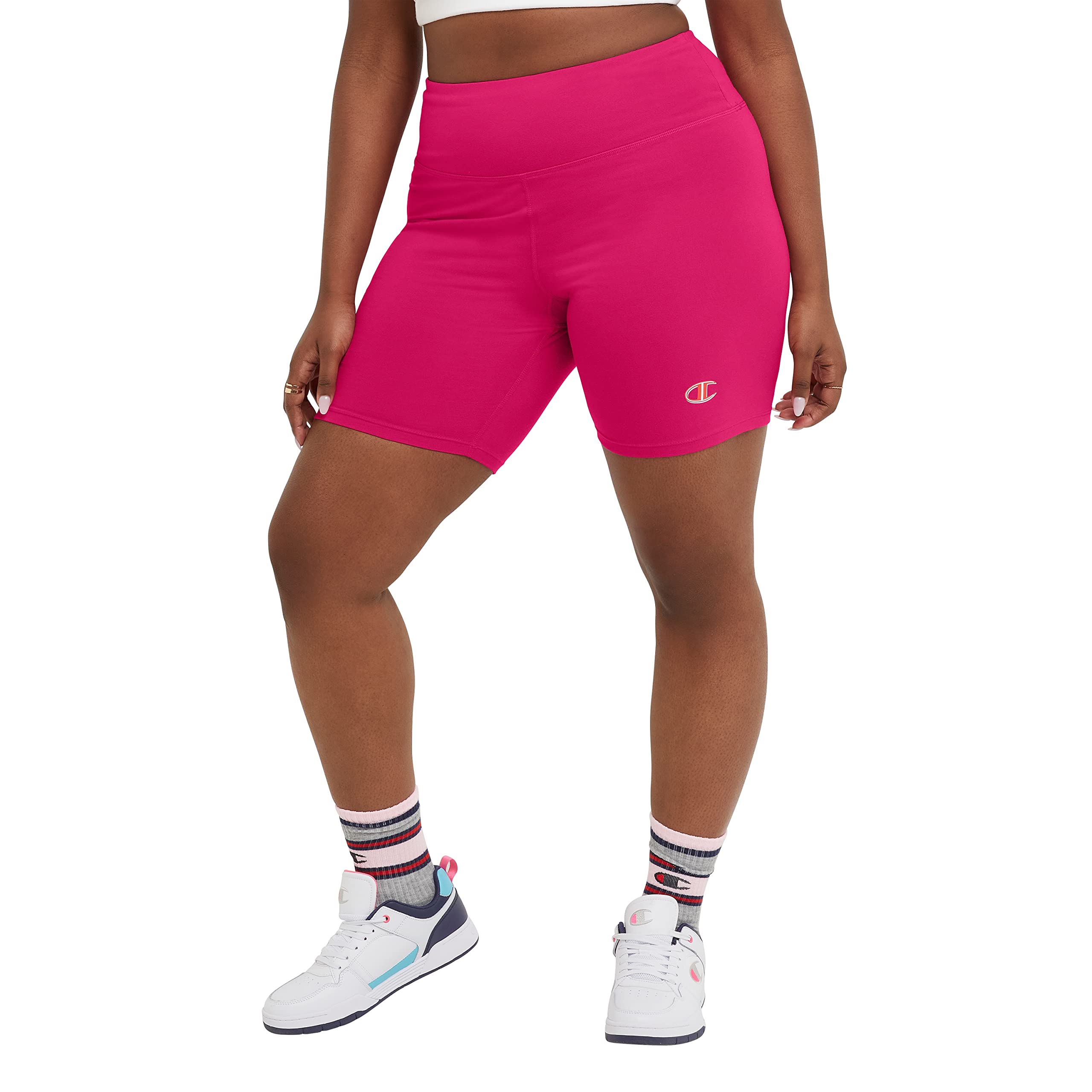 ChampionWomen's Bike Shorts, Authentic, Moisture Wicking, Bike Shorts for Women, 8" (Plus Size)