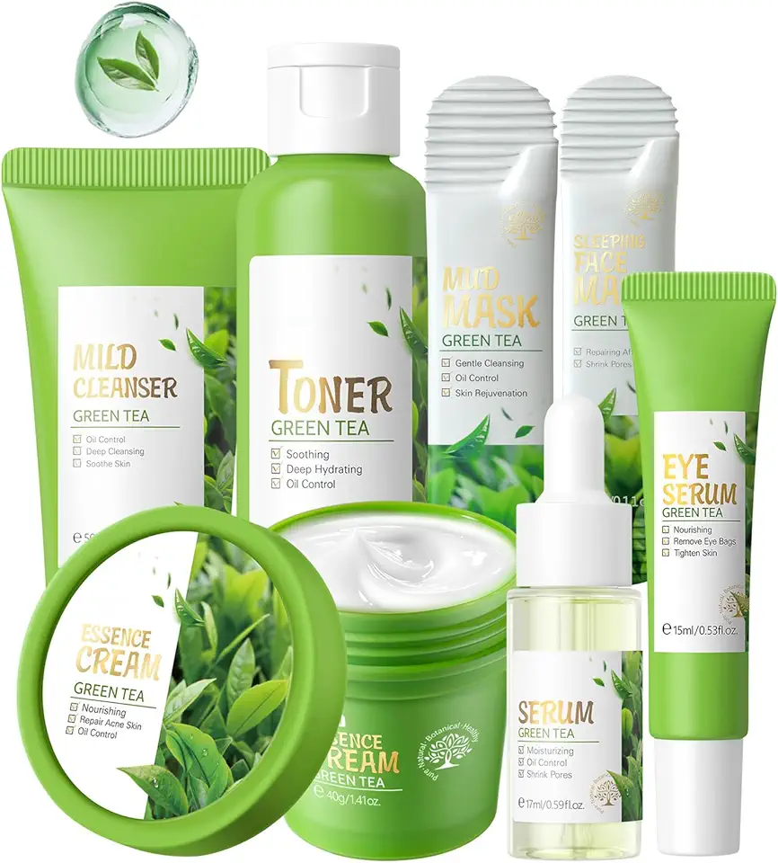 Grönt te hudvårdsset för ansiktsvård