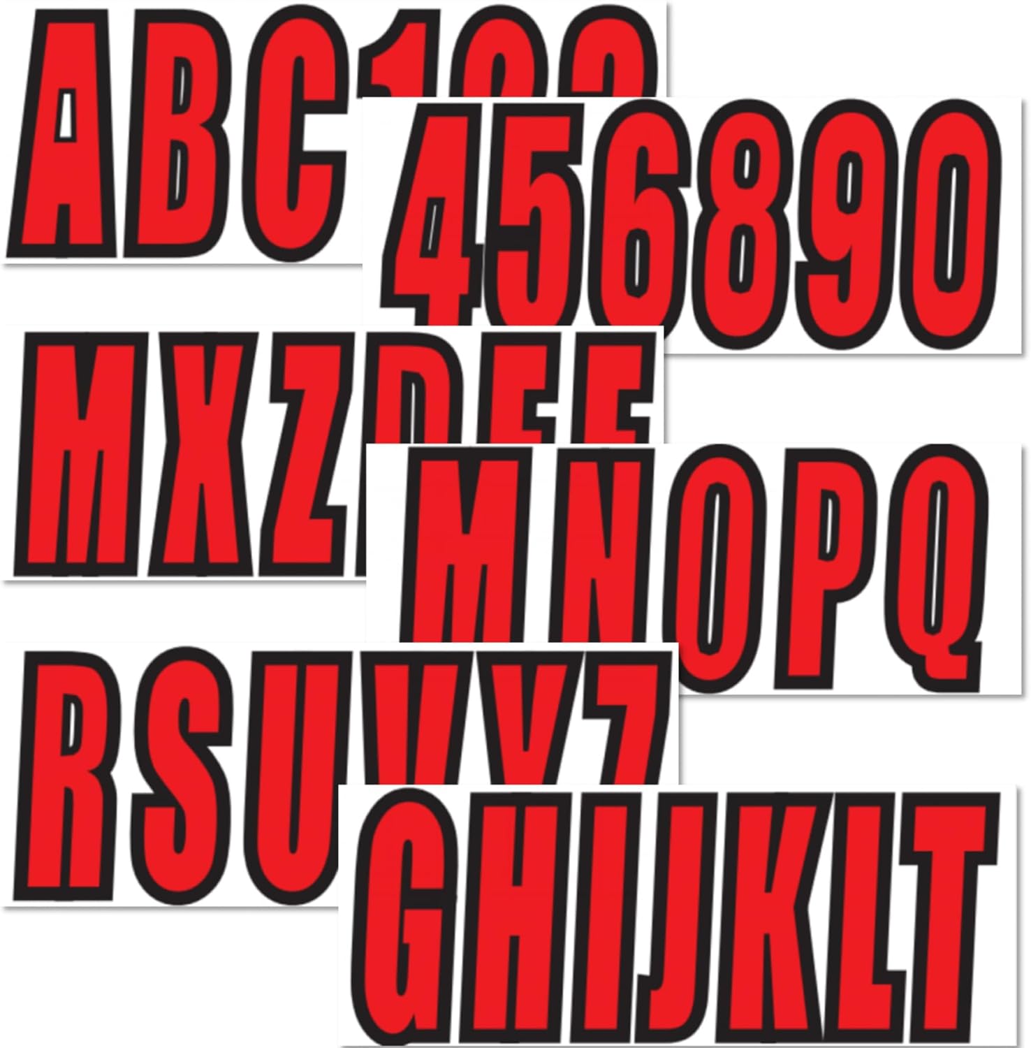 4 Sets of 3" Black Marine Boat Sticker Decals A-Z Letters & 0-9 Numbers for Yachts & Personal Watercraft Waterproof Anti-Scratch