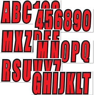 4 Sets of 3" Red Marine Boat Sticker Decals A-Z Letters & 0-9 Numbers for Yachts & Personal Watercraft Waterproof Anti-Scratch