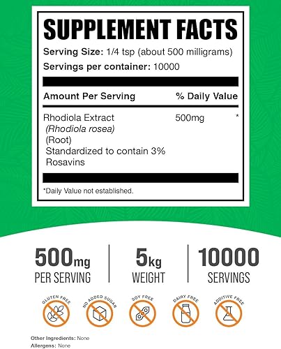 Miniatura 7 de BulkSupplements. com Extracto de Rhodiola Rosea - 3% Rosavin, extracto de Rhodiola - Extracto de raíz de Rhodiola, suplemento de Rhodiola - Vegano y