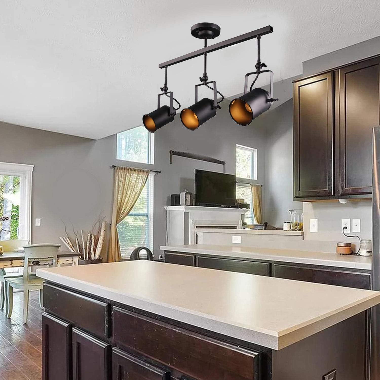 Bеѕt Dеаl Adjustable Track Lighting Industrial Wood Canopy 3-Head, for Ceiling and Wall