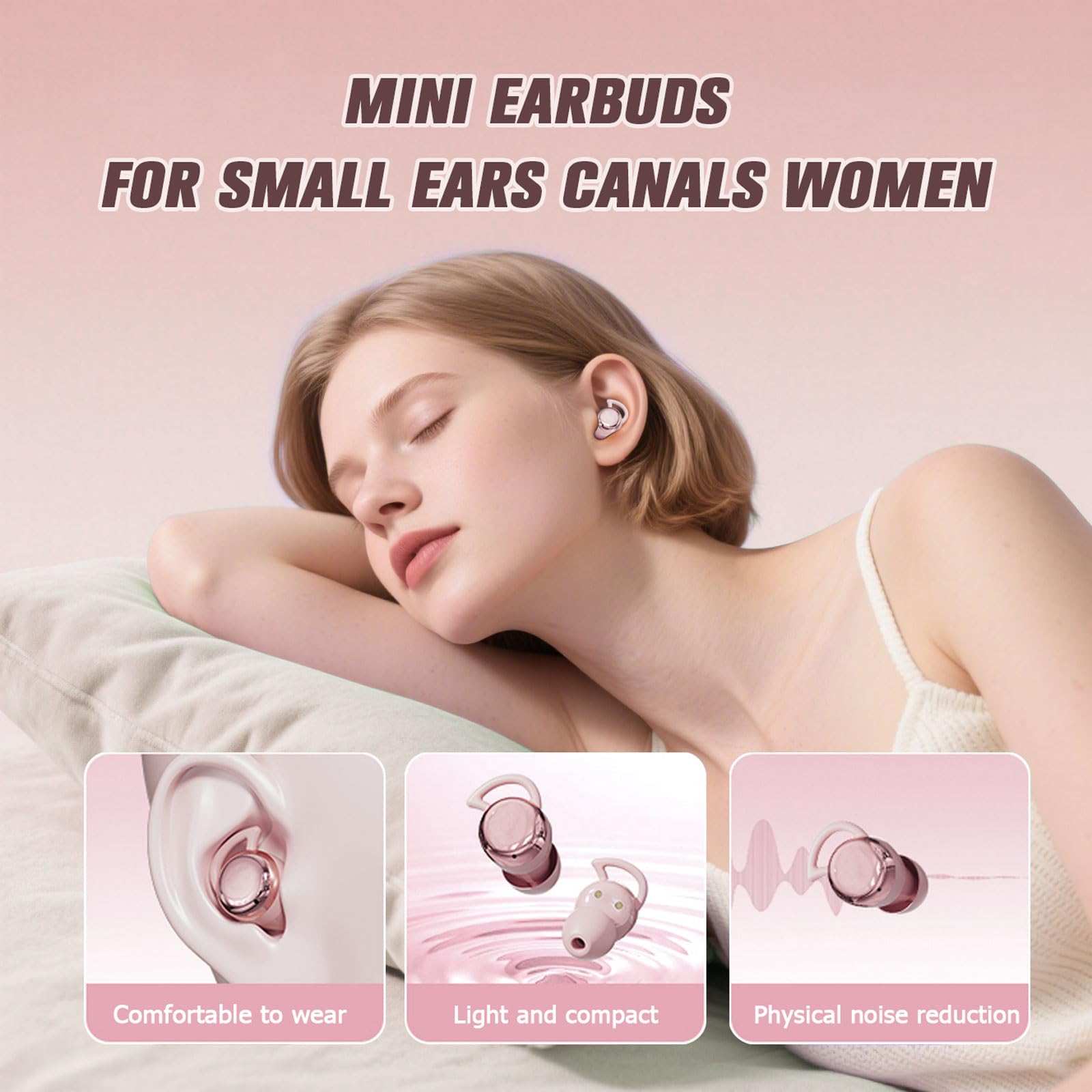 Yihou Mini auriculares invisibles para dormir, inalámbricos, Bluetooth, cómodos, para dormir de lado, pequeños, pequeños, discretos, para trabajo, para canales auditivos pequeños, mujeres