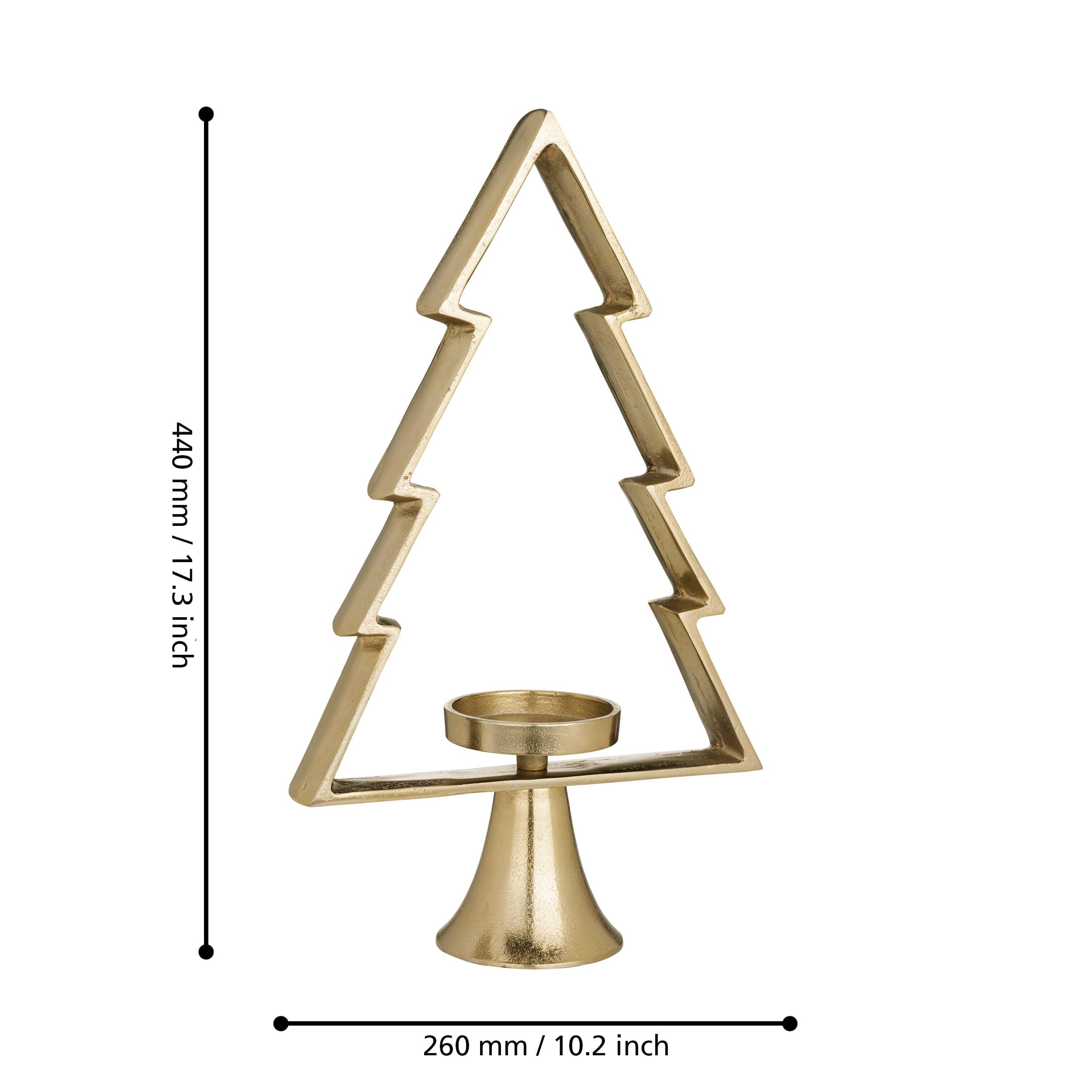 EGLO LIVING Deko Baum Mukayle, Tannenbaum mit Kerzenhalter | Weihnachtsdeko Fensterbank, Wohnzimmerdeko Weihnachten für Stumpenkerzen, Metall in Gold, H 44 cm