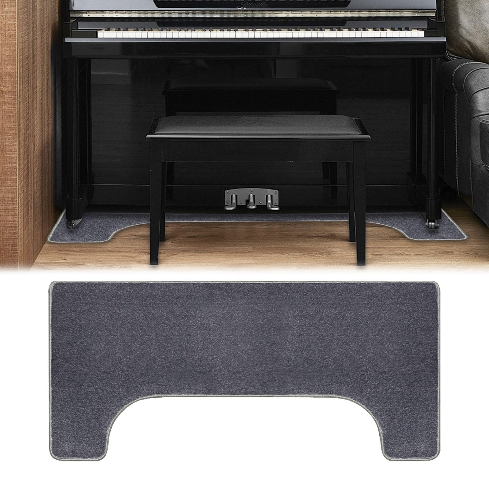 Tapis Piano Acoustique 160x70 cm Antidérapant Isolation Phonique Anti-Vibration pour Sol, Gris