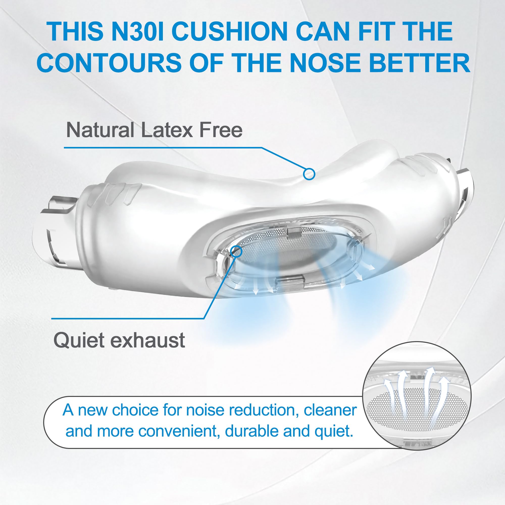 Máscara nasal para Airfit N30i Máscaras nasales de alto rendimiento compatibles con AirTouch N30i Almohadilla de silicona más suave y silenciosa Almohadilla de repuesto para CPAP W-2 Pack
