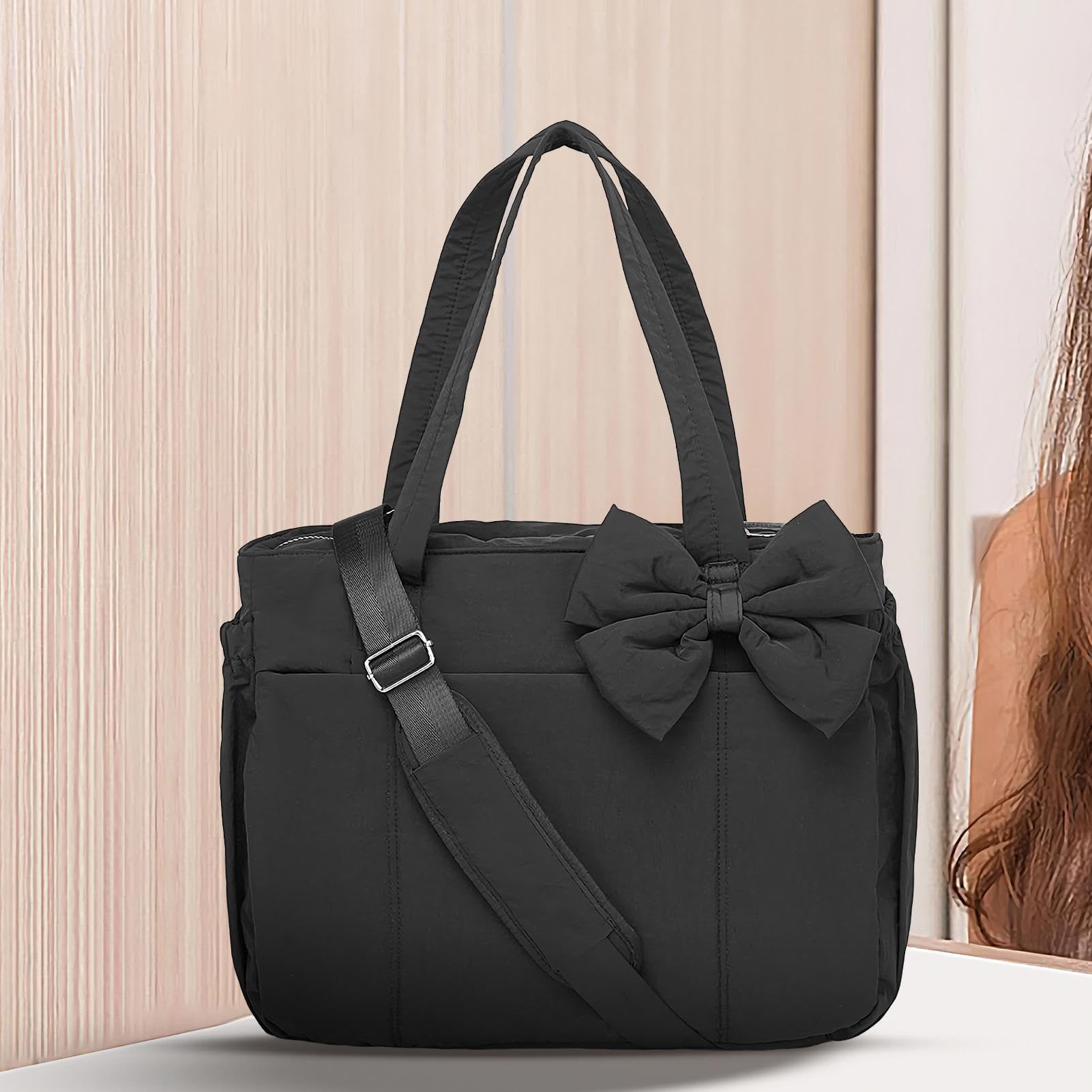 Bolso de hombro con lazo | Bolso de mano suave con lazos | Elegante bolso de mano para niña, adolescente, fiesta de noche, viajes, trabajo, oficina, boda, playa, almuerzo
