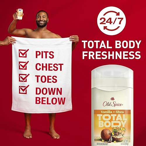 Miniatura 2 de Old Spice Desodorante de cuerpo entero para hombres, desodorante corporal total, vainilla + karité, desodorante sin aluminio para frescura 247,