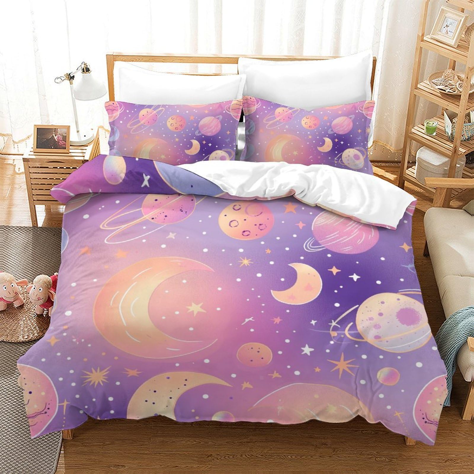 Parure de lit lune 200x200 anti-transpiration en microfibre douce