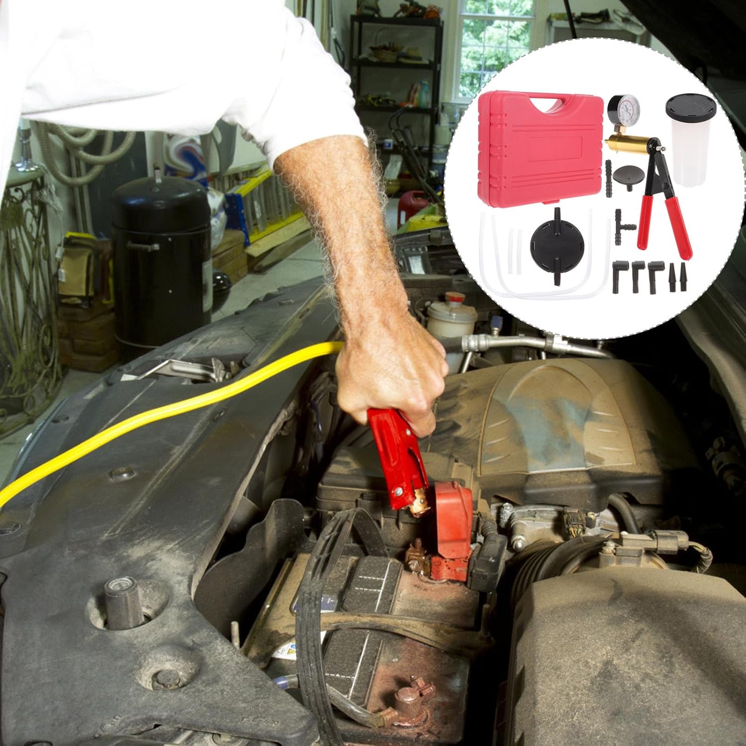 UPKOCH Manual Brake Bleeder Kit with Vacuum Pump Car Brake Bleeding Set for Automotive Fluid Extraction Handheld Vacuum Pump Tool