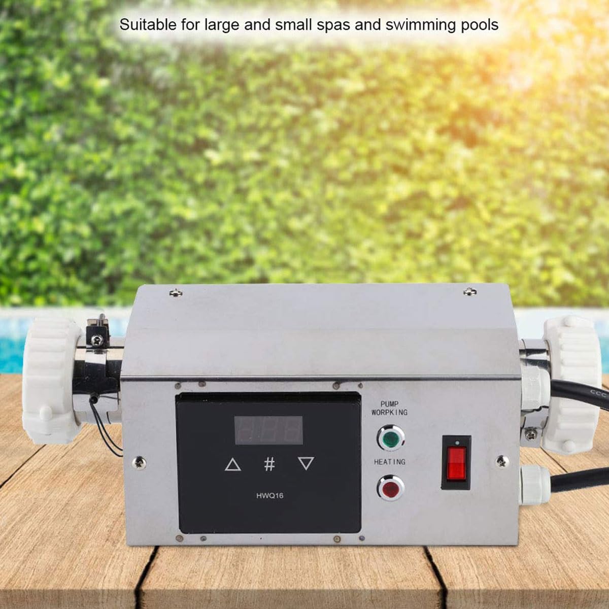 Riscaldatore per piscina, 3 kW, elettrico, per piscine e spa, termostato portatile, con termostato integrato