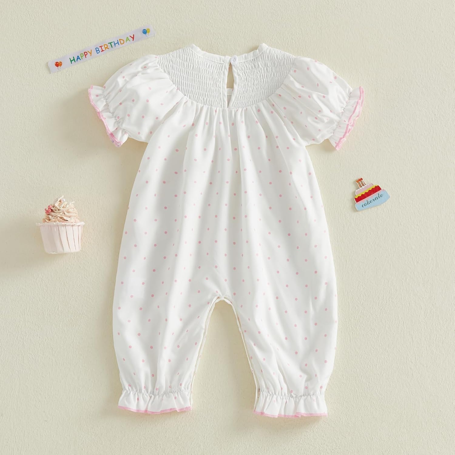 Amiblvowa Baby Girl 1st Half Birthday Outfits Cake Romper Short Sleeve Jumpsuit First 1 One Year Old Summer Smash Cake Gifts - Image 4