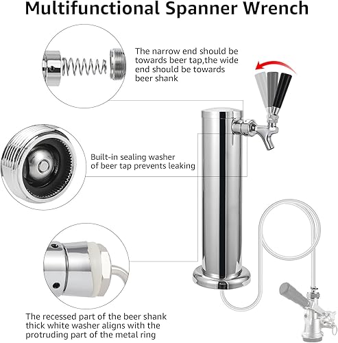 Miniatura 3 de MRbrew Kit de grifo de vástago de cerveza, grifo de cerveza de cierre automático de núcleo inoxidable con manguera de líquido de 316 pulgadas y púa