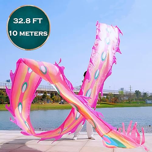 Miniatura 4 de Juego de serpentina cuadrada para ejercicio al aire libre, juego de serpentinas de dragón 3D con cinta de dragón (19.6 pies, dragón arcoíris)