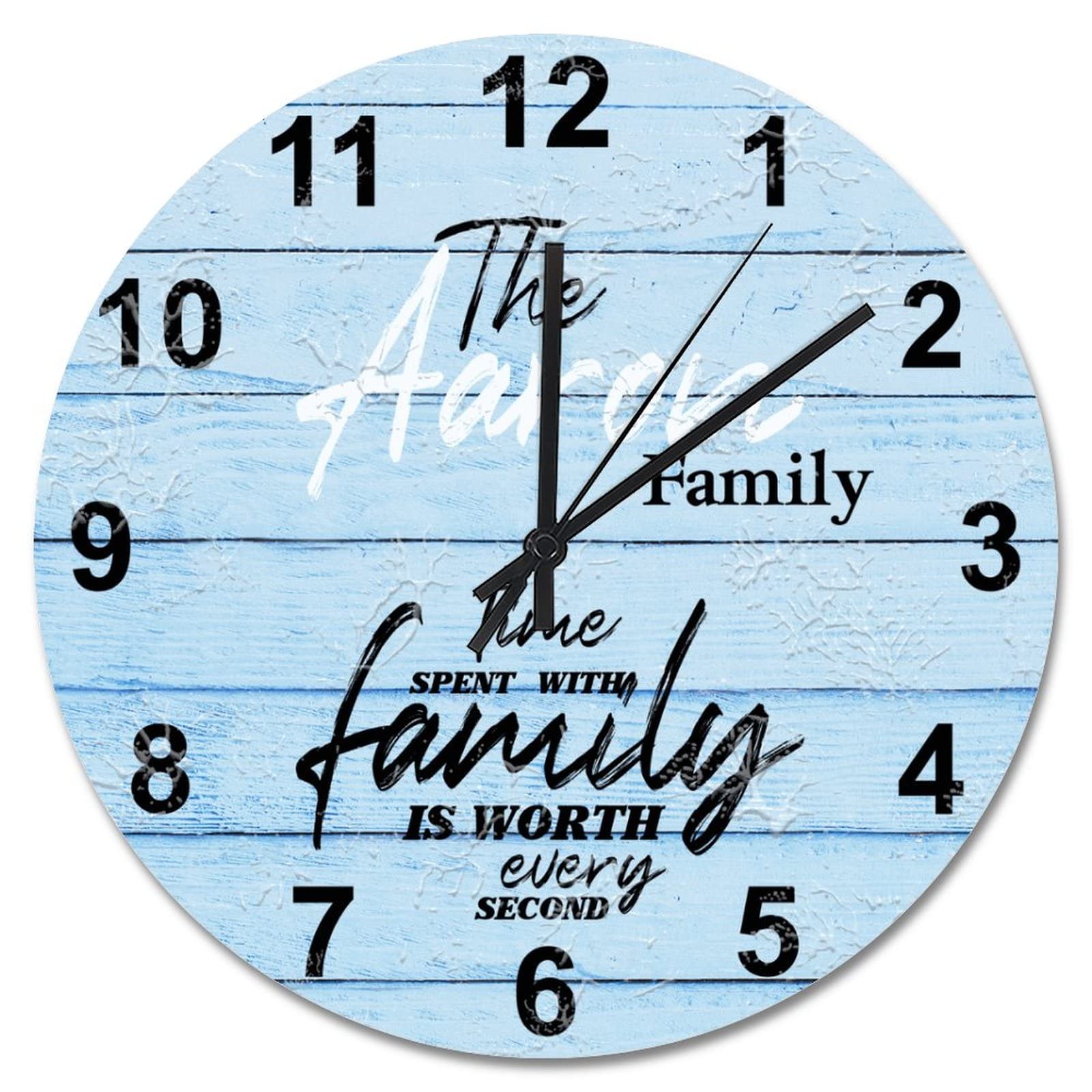 Horloge murale en bois vieilli bleu 38 cm rustique et chic