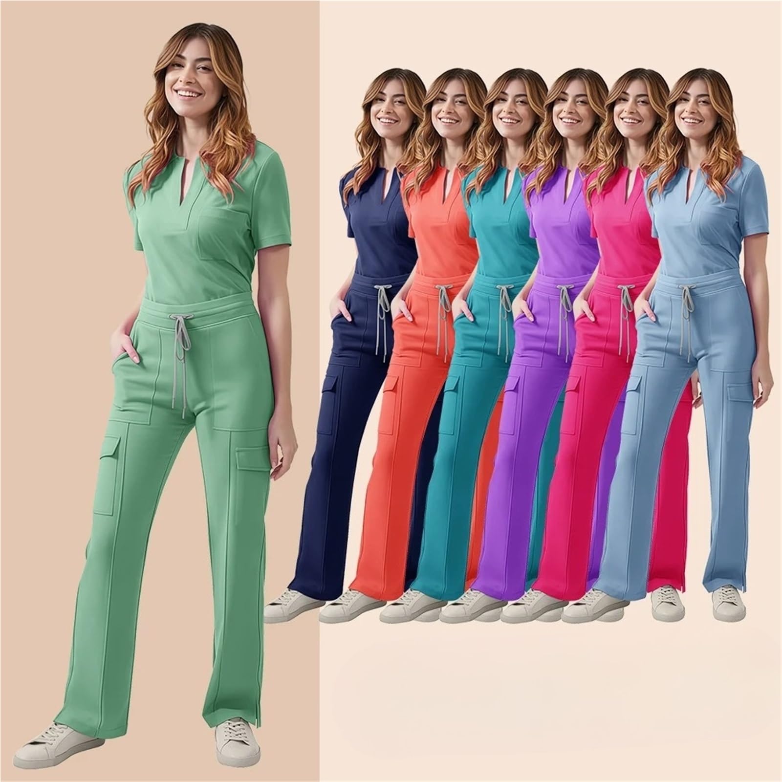 Uniforme Sanitario Mujer Beauty Salon Work Wear Top-Pants SPA Nursing Tunic Suit