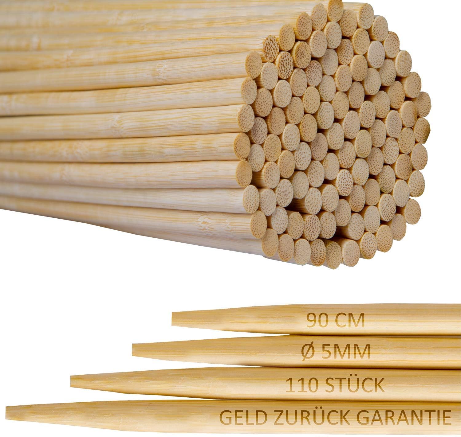 110 Pieces | 6mm 90cm (36 Inch) Extra Long Campfire Skewers | Bamboo Marshmallow Roasting Sticks | Perfect for Hot Dog Kebab Sausage | Kids Friendly | 100% Biodegradable