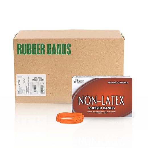 Alliance (37196) Latex-Free Orange Rubber Bands, Size 19 Inches, 0.16 x 3.5 Inches, APPROX. PCS. 1440 per Box