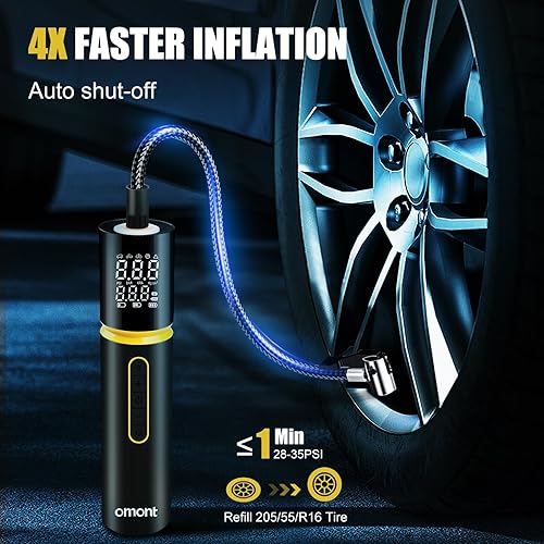 Miniatura 2 de Omont - Inflador de neumáticos, compresor de aire portátil, bomba de neumáticos de bicicleta eléctrica de 150 PSI, bomba de aire inalámbrica para